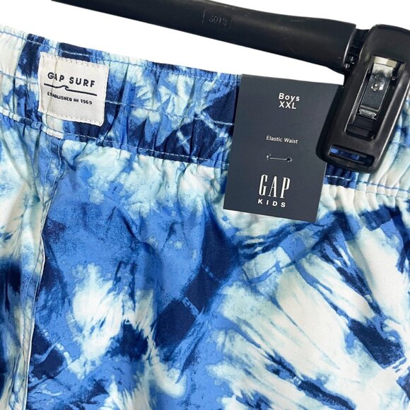 Gap Kids Boys XXL Blue Tie Dye Swim Shorts Elastic Waist - Picture 4 of 5
